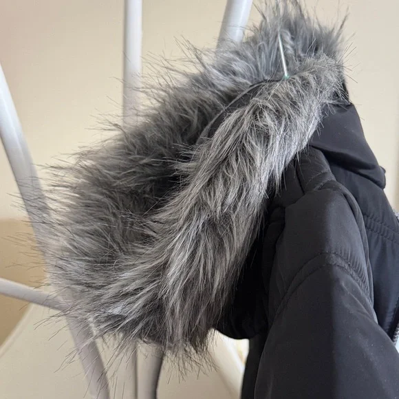 Calvin Klein Kids Black Puffer Coat with Fur Hood - Picture 10 of 16